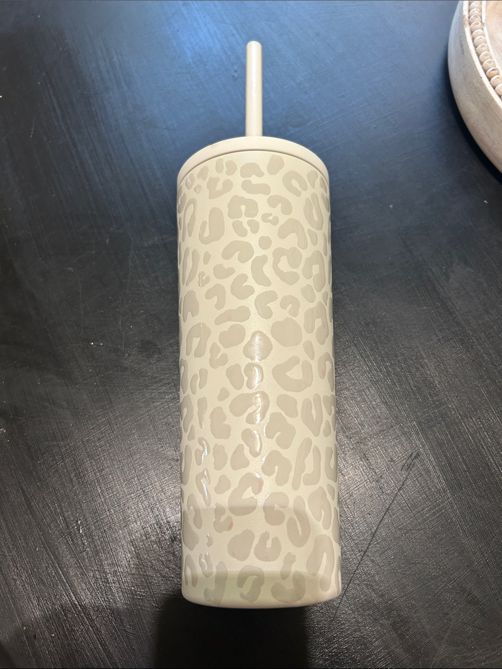 Slim Leopard Print Insulated Tumbler with Straw